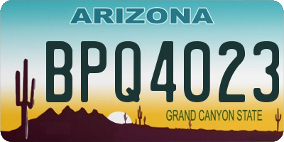 AZ license plate BPQ4023