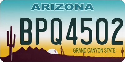 AZ license plate BPQ4502