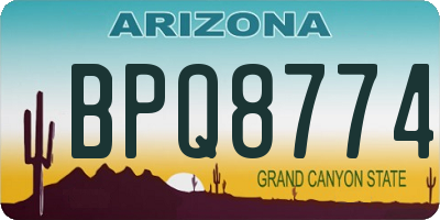 AZ license plate BPQ8774