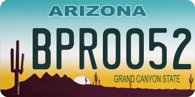 AZ license plate BPR0052