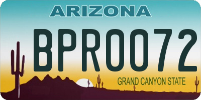 AZ license plate BPR0072
