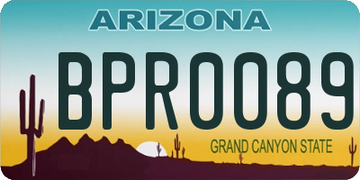 AZ license plate BPR0089