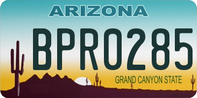 AZ license plate BPR0285