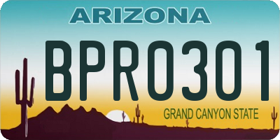 AZ license plate BPR0301