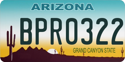 AZ license plate BPR0322