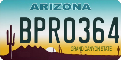 AZ license plate BPR0364