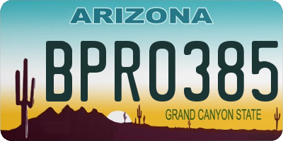 AZ license plate BPR0385