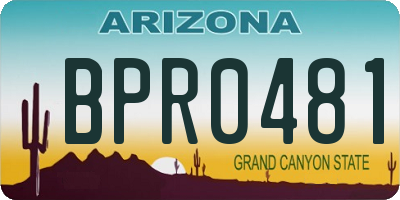 AZ license plate BPR0481