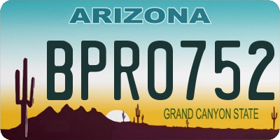 AZ license plate BPR0752