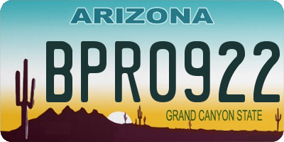 AZ license plate BPR0922