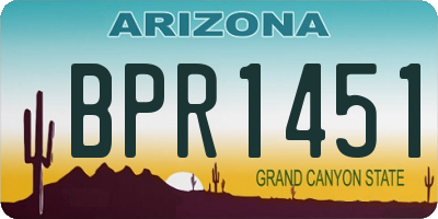 AZ license plate BPR1451