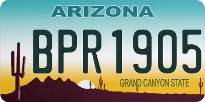 AZ license plate BPR1905