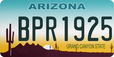 AZ license plate BPR1925