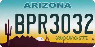 AZ license plate BPR3032