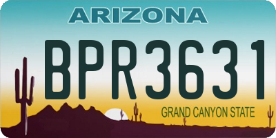 AZ license plate BPR3631