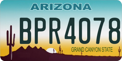 AZ license plate BPR4078