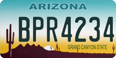AZ license plate BPR4234