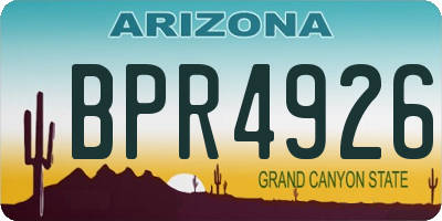 AZ license plate BPR4926