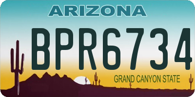 AZ license plate BPR6734
