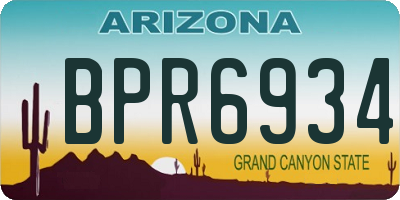 AZ license plate BPR6934