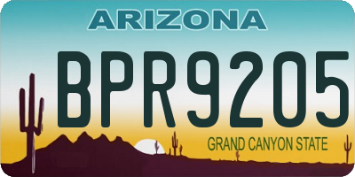 AZ license plate BPR9205