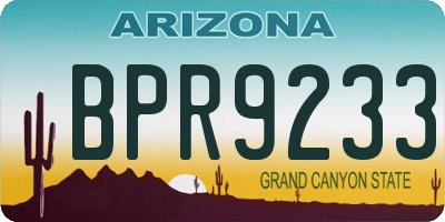 AZ license plate BPR9233