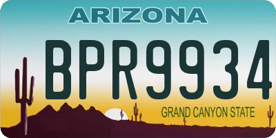 AZ license plate BPR9934