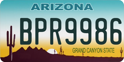 AZ license plate BPR9986