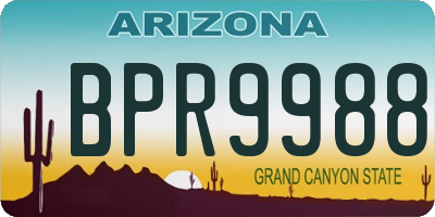 AZ license plate BPR9988
