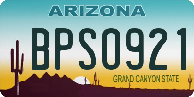 AZ license plate BPS0921