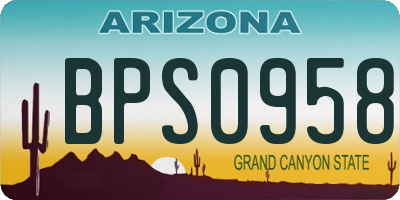 AZ license plate BPS0958