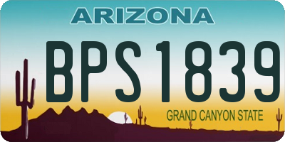 AZ license plate BPS1839
