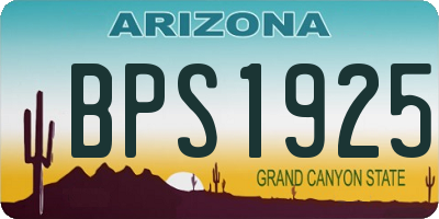 AZ license plate BPS1925