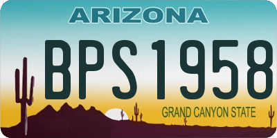 AZ license plate BPS1958