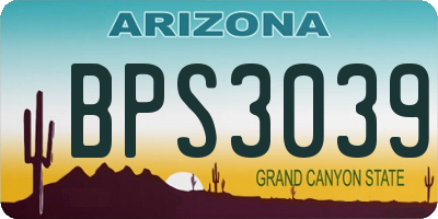 AZ license plate BPS3039