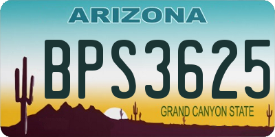 AZ license plate BPS3625