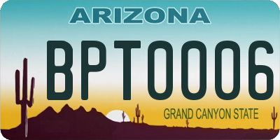 AZ license plate BPT0006