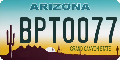 AZ license plate BPT0077