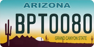 AZ license plate BPT0080