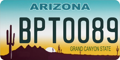 AZ license plate BPT0089