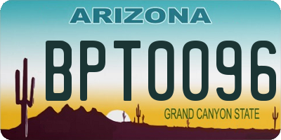AZ license plate BPT0096