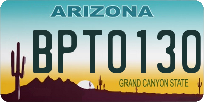 AZ license plate BPT0130