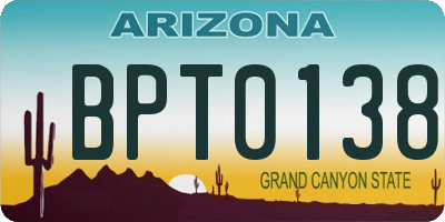 AZ license plate BPT0138
