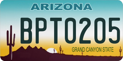 AZ license plate BPT0205