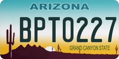 AZ license plate BPT0227