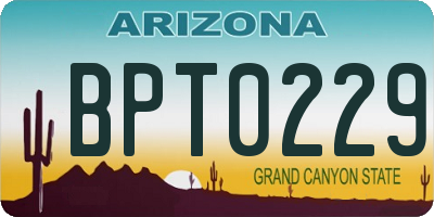 AZ license plate BPT0229