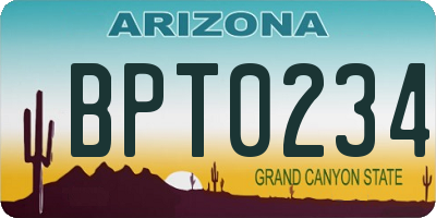 AZ license plate BPT0234