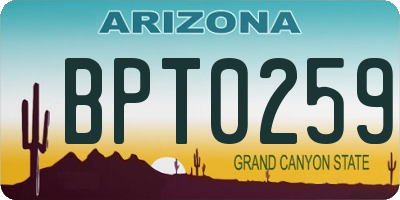 AZ license plate BPT0259