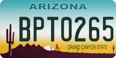 AZ license plate BPT0265