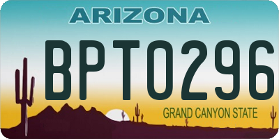 AZ license plate BPT0296